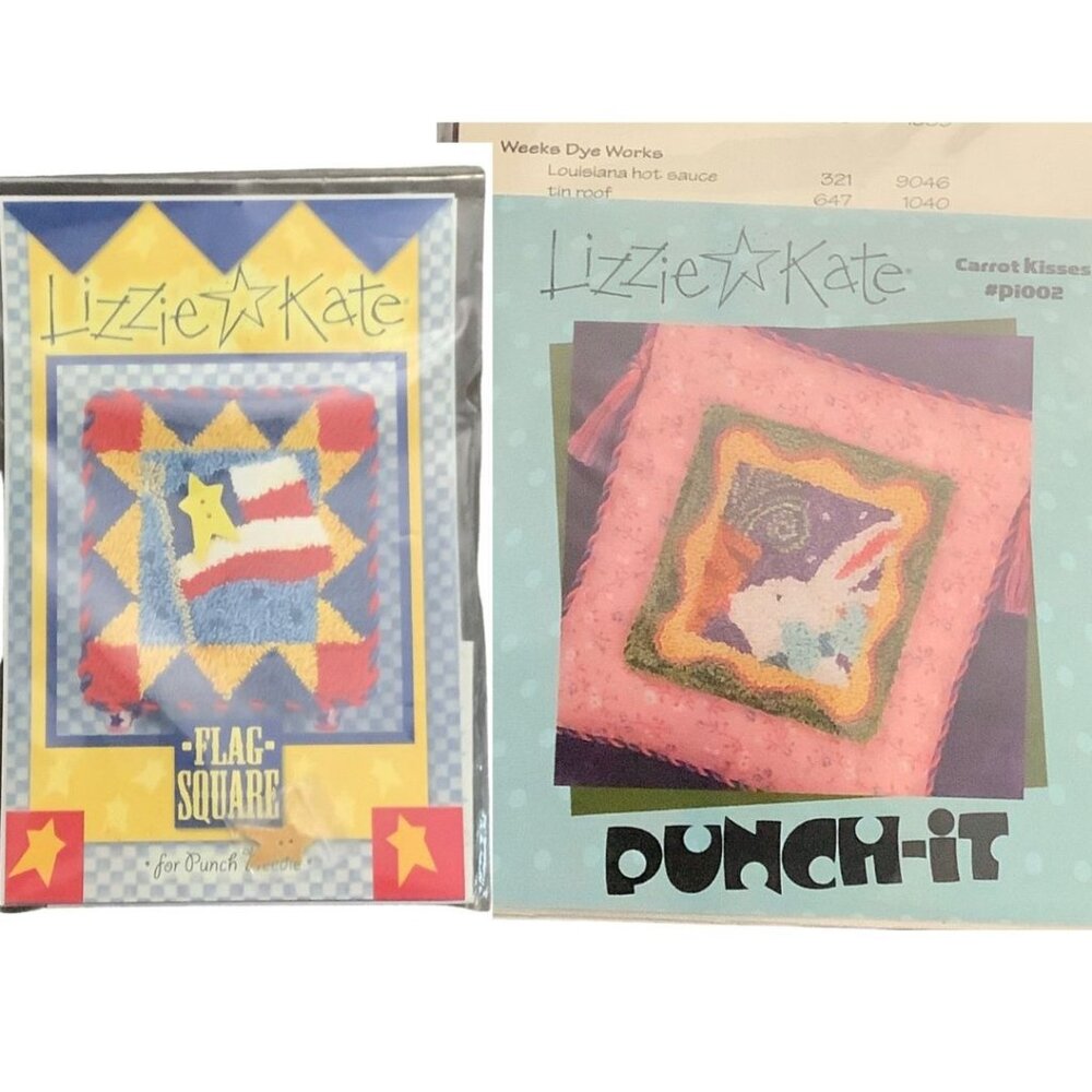Lizzie Kate Flag Square Punch Needle and Carrot Kissesโ Punch-It 2 Patterns